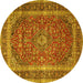 Round Medallion Yellow Traditional Rug, tr3327yw