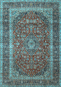 Medallion Light Blue Traditional Rug, tr3327lblu