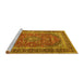 Sideview of Machine Washable Medallion Yellow Traditional Rug, wshtr3327yw