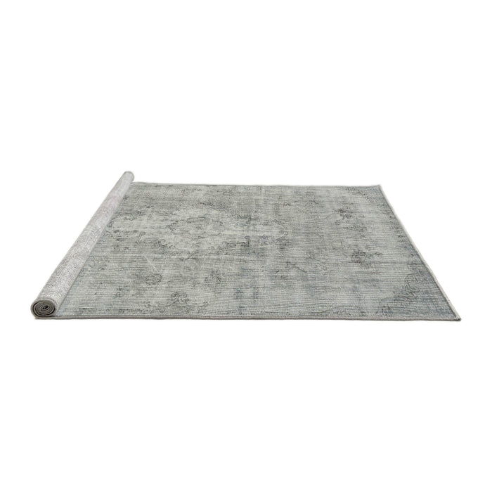 Sideview of Machine Washable Traditional Grey Gray Rug, wshtr3328