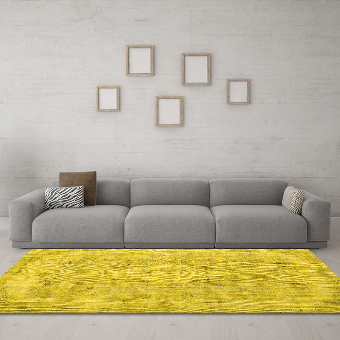 Machine Washable Persian Yellow Traditional Rug in a Living Room, wshtr3328yw