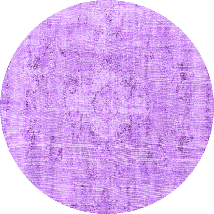 Round Machine Washable Persian Purple Traditional Area Rugs, wshtr3328pur