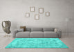 Machine Washable Persian Turquoise Traditional Area Rugs in a Living Room,, wshtr3328turq