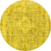 Round Persian Yellow Traditional Rug, tr3328yw