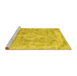 Sideview of Machine Washable Persian Yellow Traditional Rug, wshtr3328yw