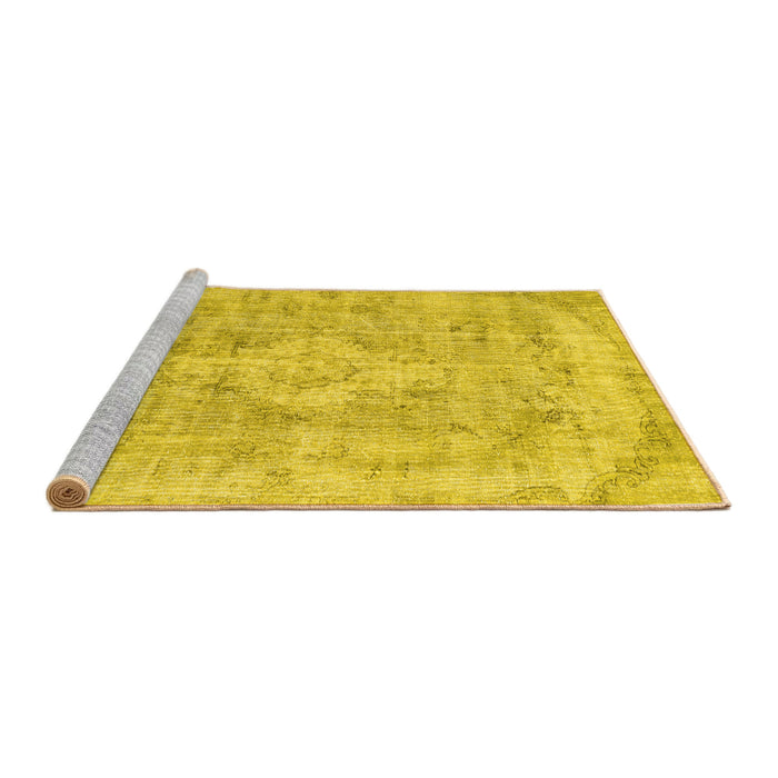 Sideview of Machine Washable Persian Yellow Traditional Rug, wshtr3328yw