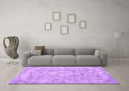 Machine Washable Persian Purple Traditional Area Rugs in a Living Room, wshtr3328pur