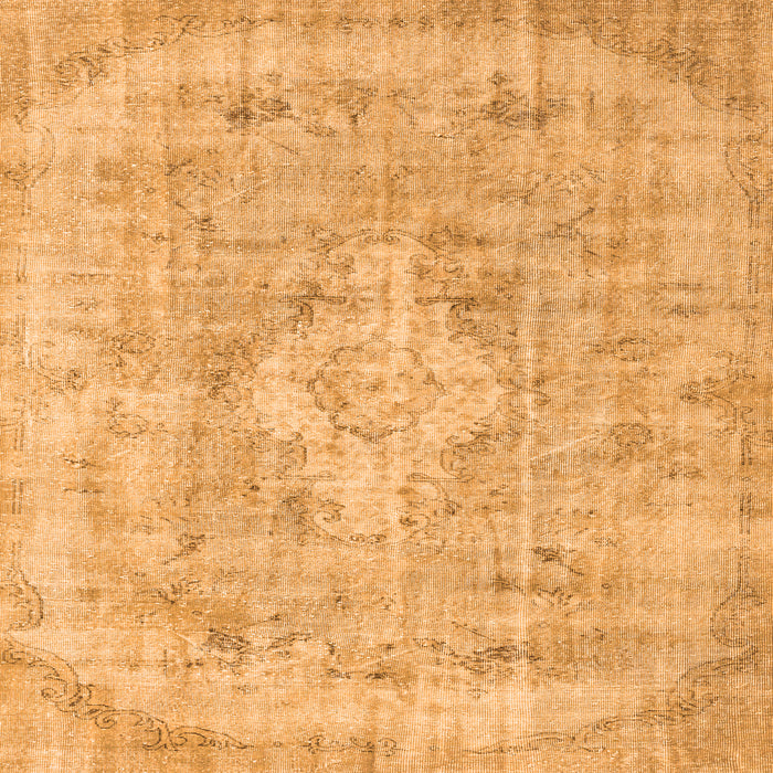 Round Machine Washable Persian Orange Traditional Area Rugs, wshtr3328org