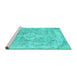 Sideview of Machine Washable Persian Turquoise Traditional Area Rugs, wshtr3328turq