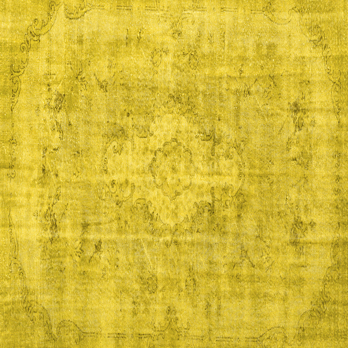Square Machine Washable Persian Yellow Traditional Rug, wshtr3328yw