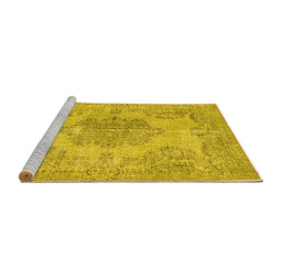 Sideview of Machine Washable Persian Yellow Traditional Rug, wshtr3329yw