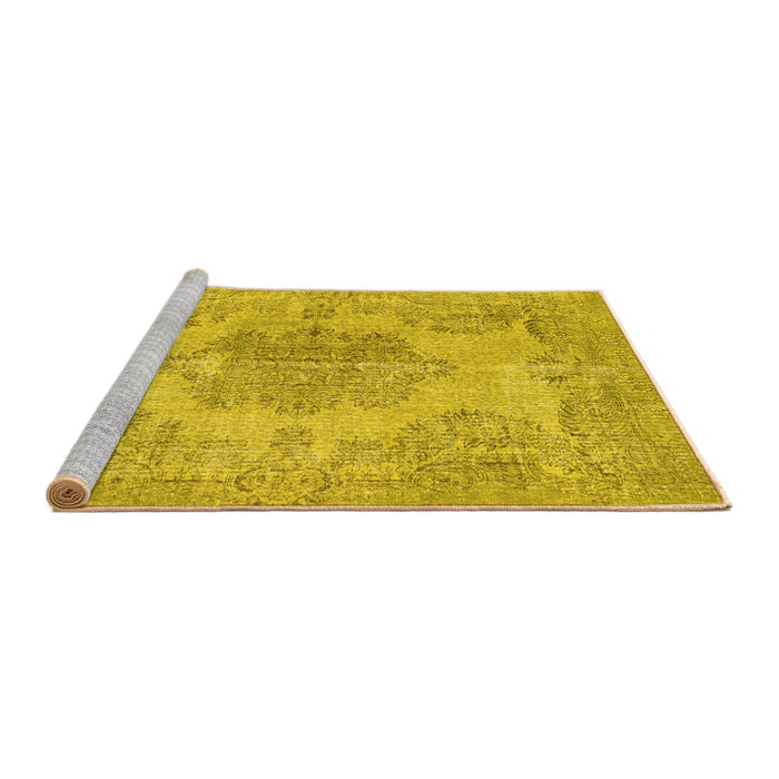 Sideview of Machine Washable Persian Yellow Traditional Rug, wshtr3329yw