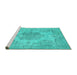 Sideview of Machine Washable Persian Turquoise Traditional Area Rugs, wshtr3329turq