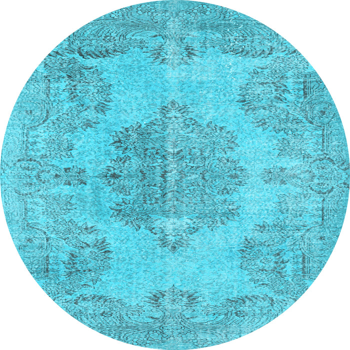 Round Machine Washable Persian Light Blue Traditional Rug, wshtr3329lblu
