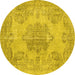 Round Persian Yellow Traditional Rug, tr3329yw