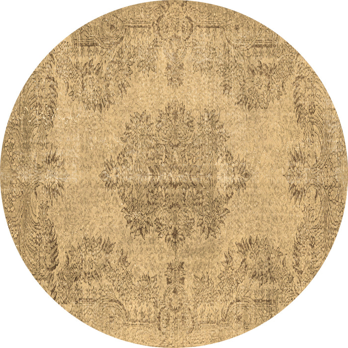 Round Machine Washable Persian Brown Traditional Rug, wshtr3329brn