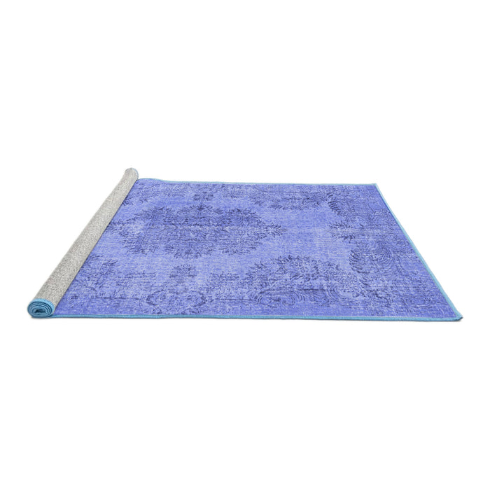 Sideview of Machine Washable Persian Blue Traditional Rug, wshtr3329blu
