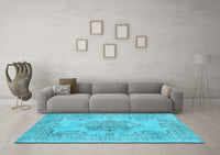 Machine Washable Persian Light Blue Traditional Rug, wshtr3329lblu