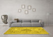 Machine Washable Persian Yellow Traditional Rug in a Living Room, wshtr3329yw