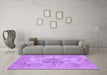 Machine Washable Persian Purple Traditional Area Rugs in a Living Room, wshtr3329pur