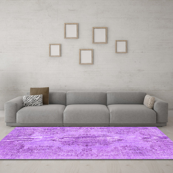 Machine Washable Persian Purple Traditional Area Rugs in a Living Room, wshtr3329pur
