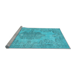 Sideview of Machine Washable Persian Light Blue Traditional Rug, wshtr3329lblu