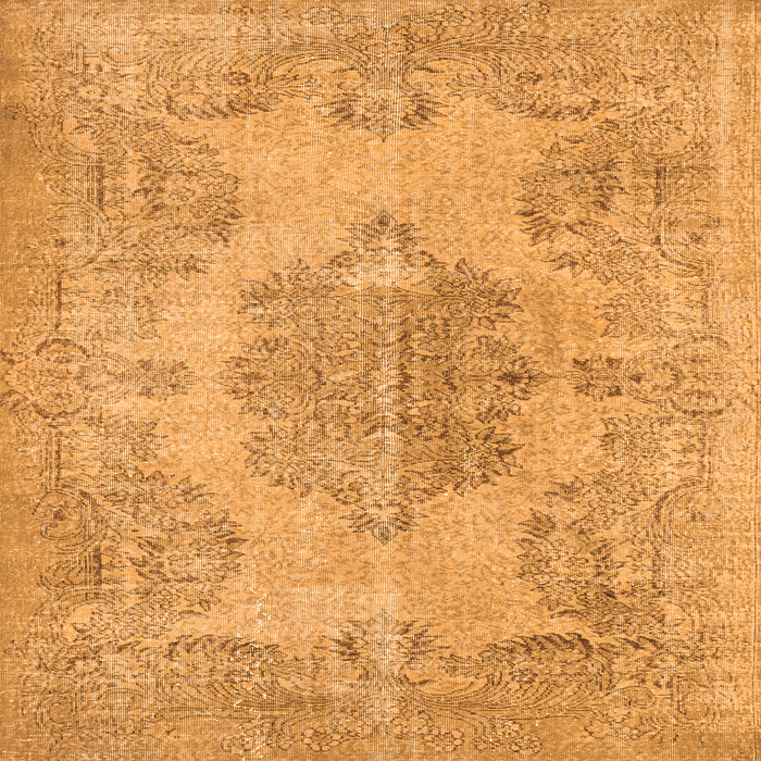 Round Machine Washable Persian Orange Traditional Area Rugs, wshtr3329org