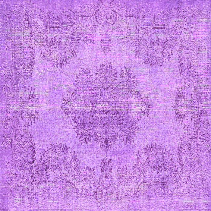 Square Machine Washable Persian Purple Traditional Area Rugs, wshtr3329pur