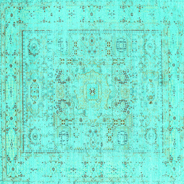 Square Oriental Turquoise Traditional Rug, tr332turq