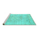 Sideview of Machine Washable Oriental Turquoise Traditional Area Rugs, wshtr332turq