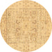 Round Oriental Brown Traditional Rug, tr332brn