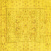 Square Machine Washable Oriental Yellow Traditional Rug, wshtr332yw