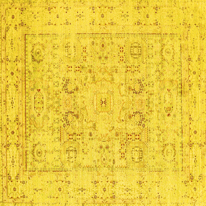 Square Oriental Yellow Traditional Rug, tr332yw