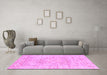 Machine Washable Oriental Pink Traditional Rug in a Living Room, wshtr332pnk