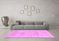 Machine Washable Oriental Pink Traditional Rug, wshtr332pnk