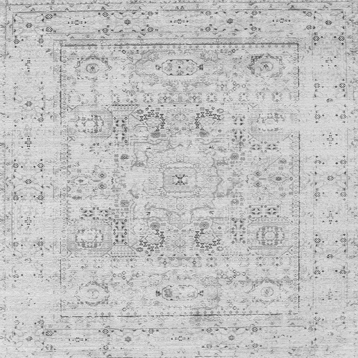 Round Machine Washable Oriental Gray Traditional Rug, wshtr332gry