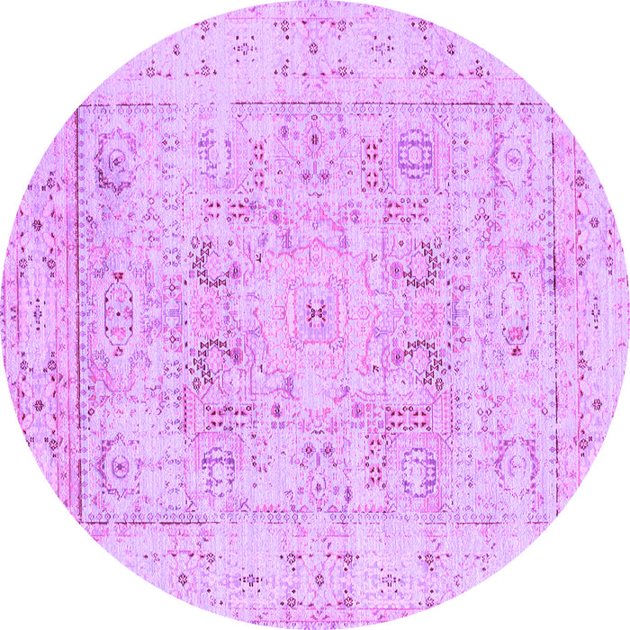 Round Oriental Purple Traditional Rug, tr332pur
