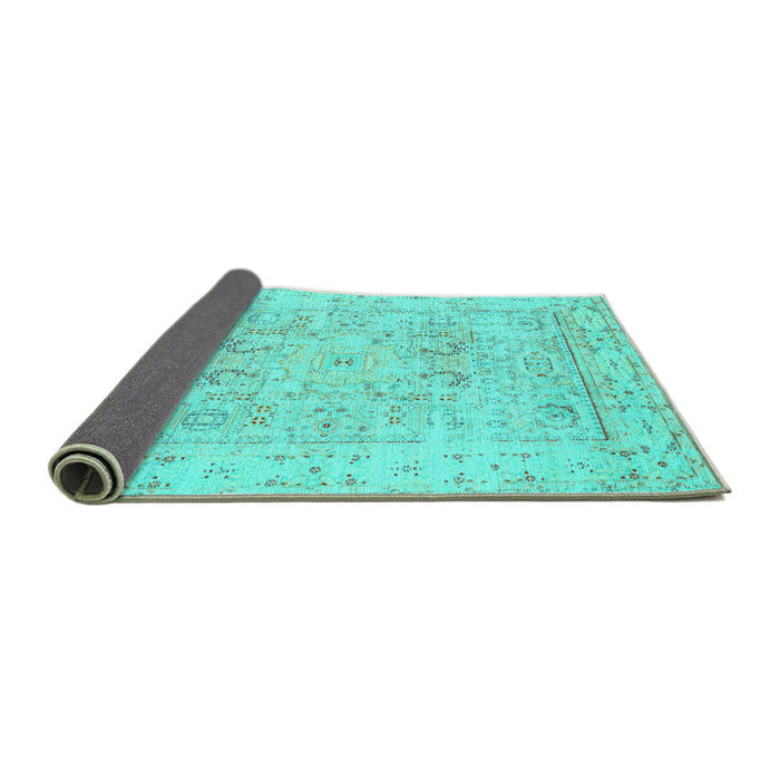 Sideview of Oriental Turquoise Traditional Rug, tr332turq