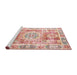 Sideview of Machine Washable Traditional Deep Peach Orange Rug, wshtr333