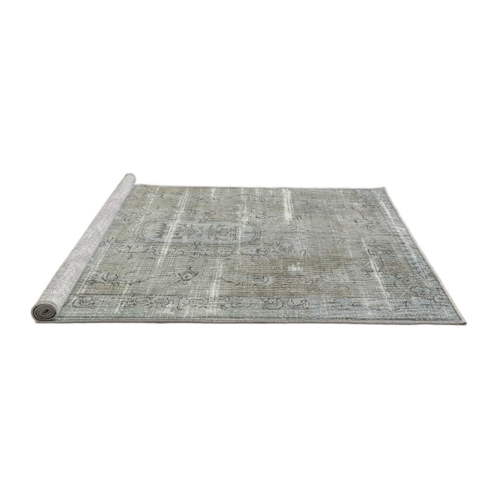 Sideview of Machine Washable Traditional Grey Gray Rug, wshtr3330