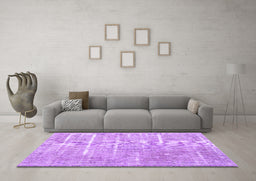 Machine Washable Persian Purple Traditional Area Rugs in a Living Room, wshtr3330pur
