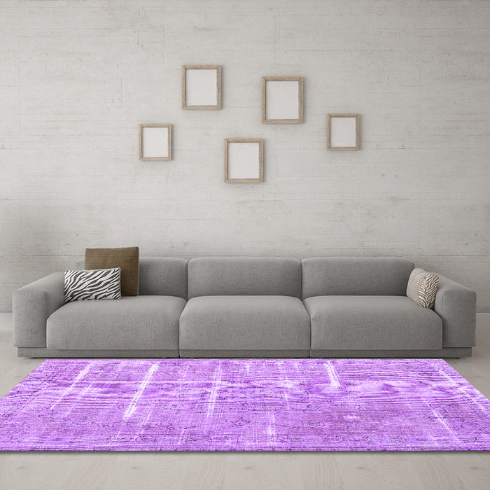 Machine Washable Persian Purple Traditional Area Rugs in a Living Room, wshtr3330pur