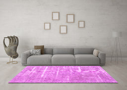 Machine Washable Persian Pink Traditional Rug in a Living Room, wshtr3330pnk