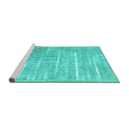 Sideview of Machine Washable Persian Turquoise Traditional Area Rugs, wshtr3330turq