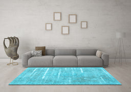 Machine Washable Persian Light Blue Traditional Rug in a Living Room, wshtr3330lblu