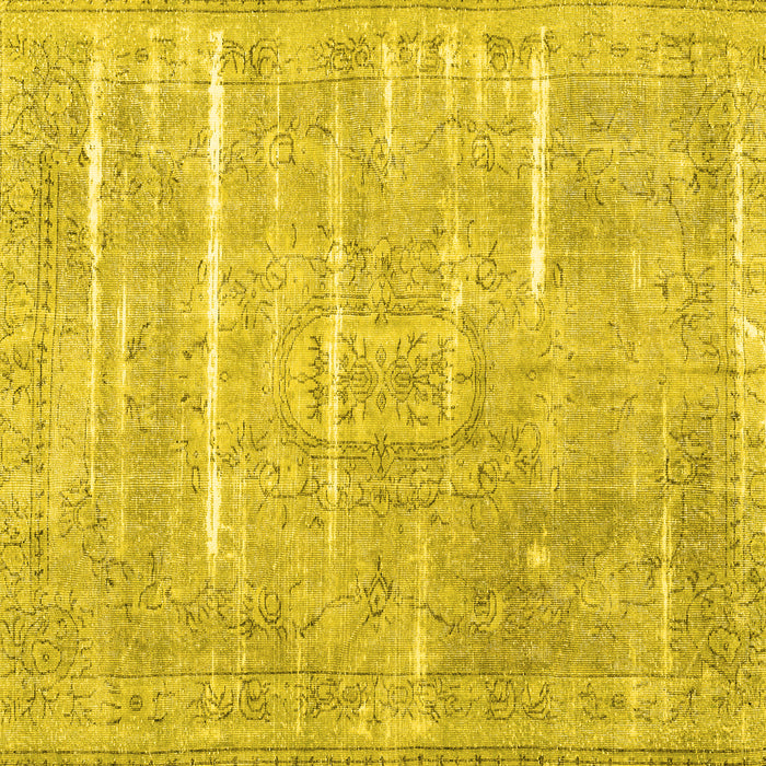 Square Machine Washable Persian Yellow Traditional Rug, wshtr3330yw