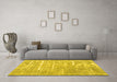 Machine Washable Persian Yellow Traditional Rug in a Living Room, wshtr3330yw