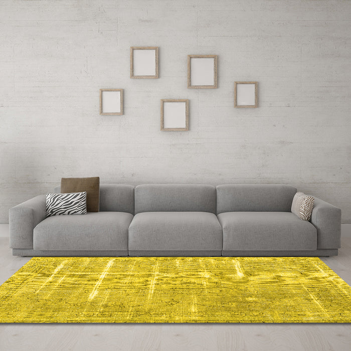 Machine Washable Persian Yellow Traditional Rug in a Living Room, wshtr3330yw