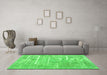 Machine Washable Persian Green Traditional Area Rugs in a Living Room,, wshtr3330grn