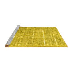 Sideview of Machine Washable Persian Yellow Traditional Rug, wshtr3330yw